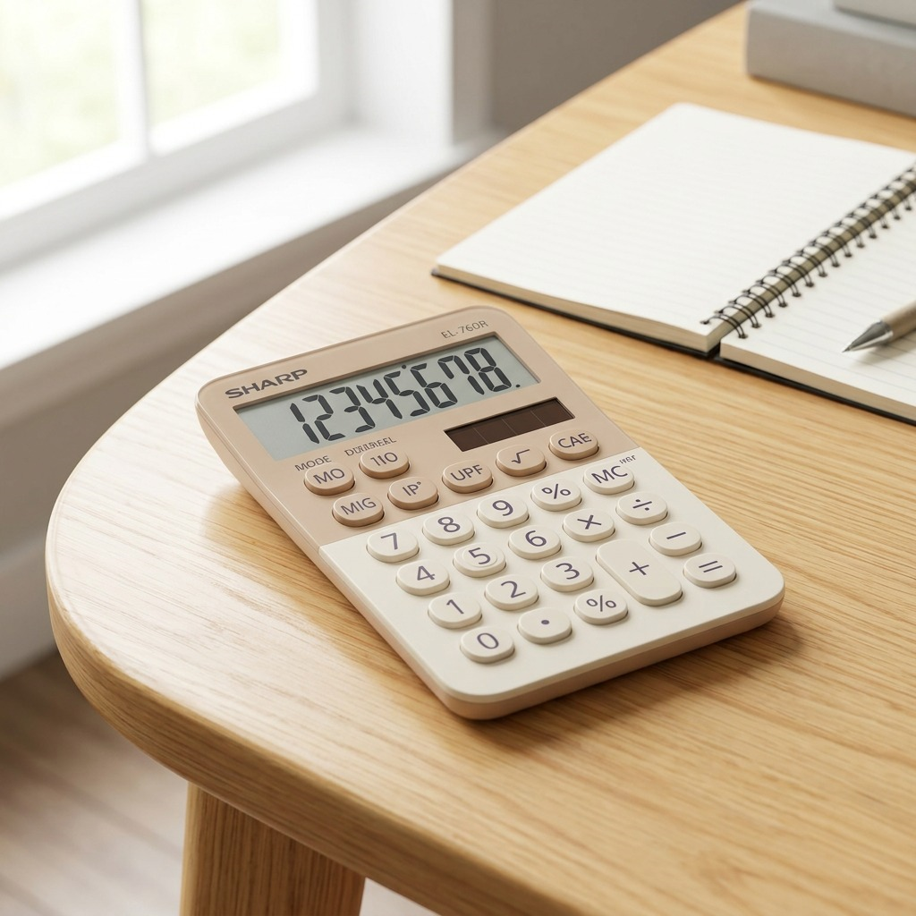 Sharp EL-760RBLA XL-8 Digit Display Calculator - Latte