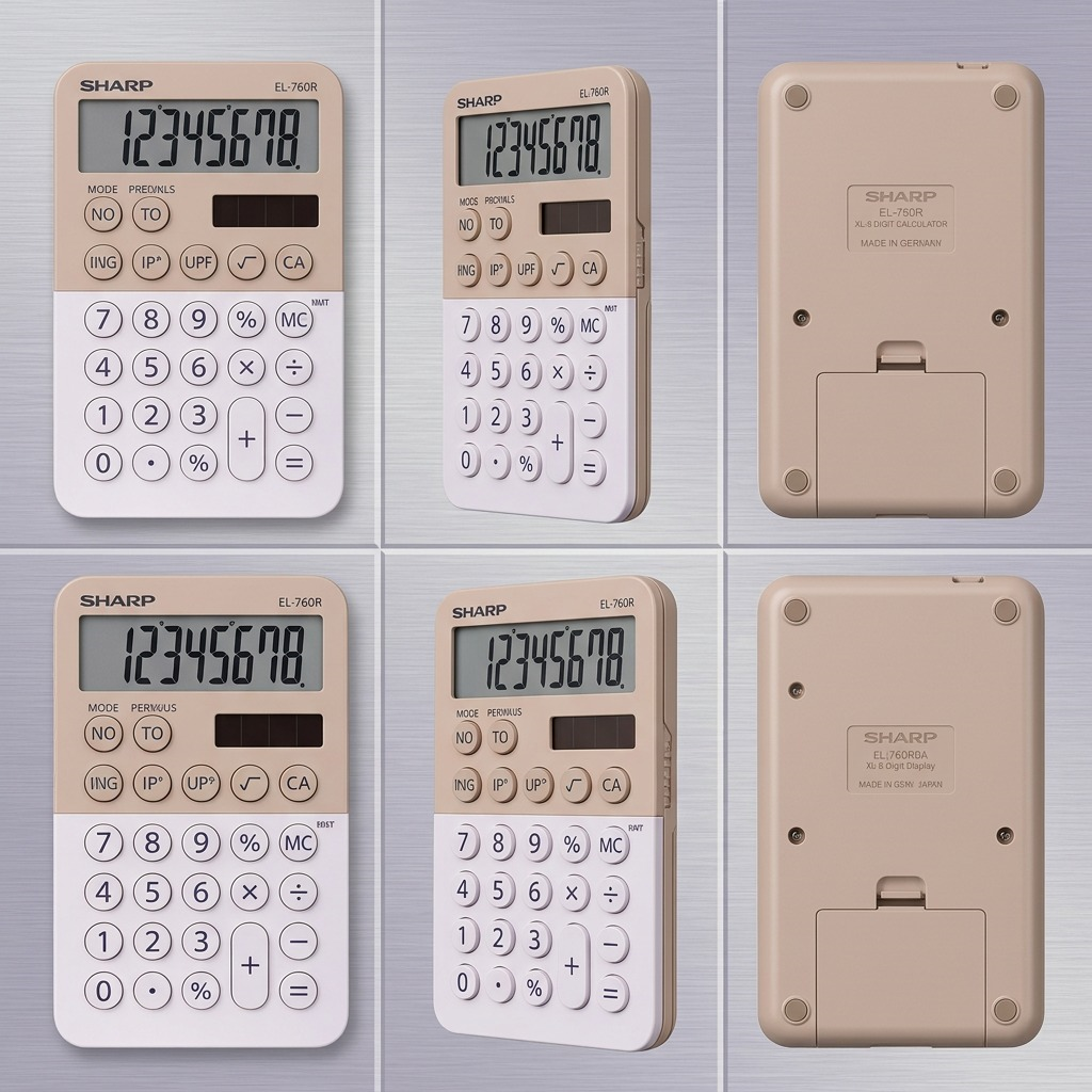 Sharp EL-760RBLA XL-8 Digit Display Calculator - Latte