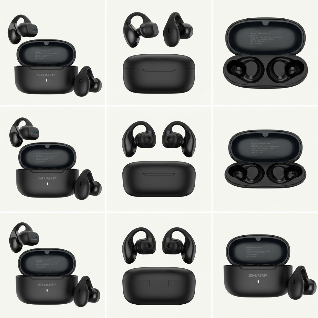 Sharp HP-TW45-BK Earclip Open - Ear True Wireless Earbuds - Secure Fit, IPX4 Water Resistant