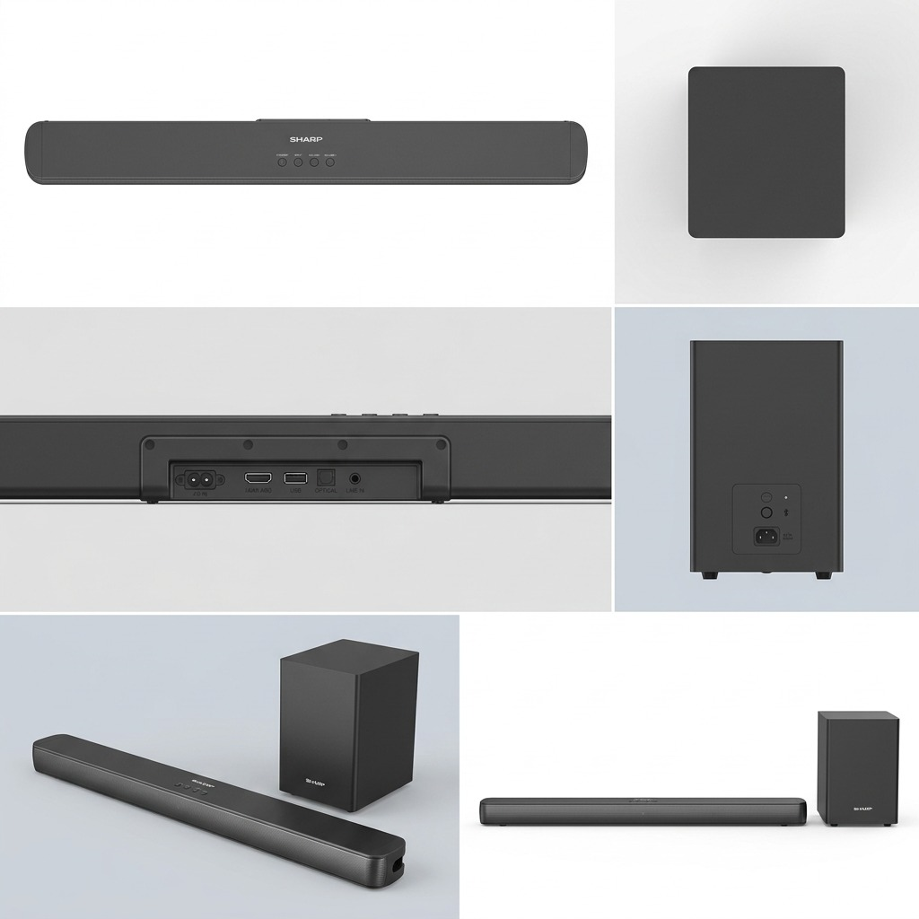 Sharp HT-SBW192 2.1-Channel Sound Bar - Wireless Subwoofer, Bluetooth, HDMI ARC