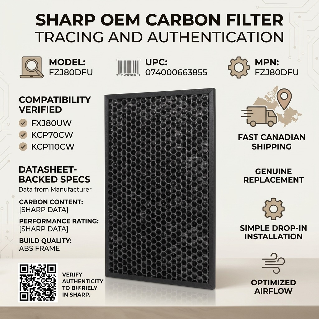 Sharp FZJ80DFU Active Carbon Replacement Filter for Models FXJ80UW, KCP70CW, and KCP110CW
