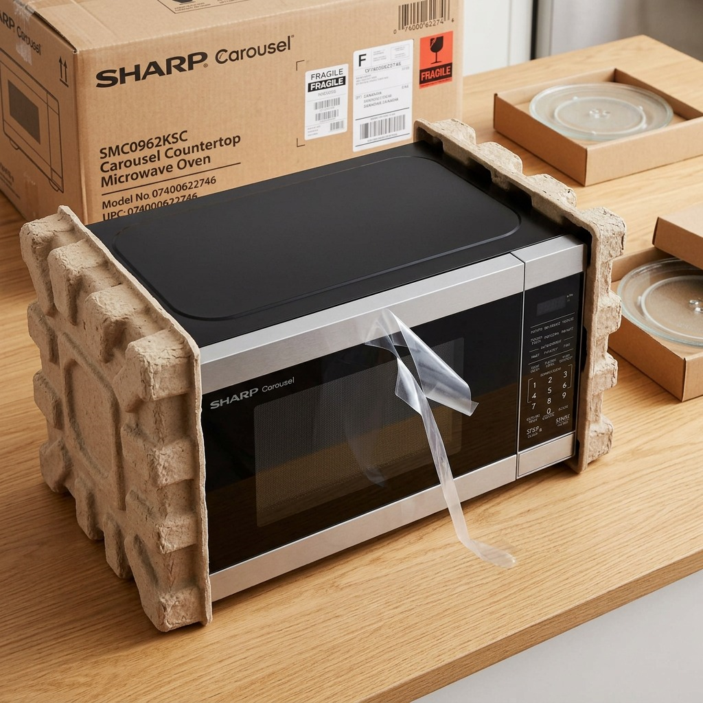 Sharp SMC0962KSC Carousel Countertop Microwave Oven 0.9 cu. ft. 900W Stainless Steel