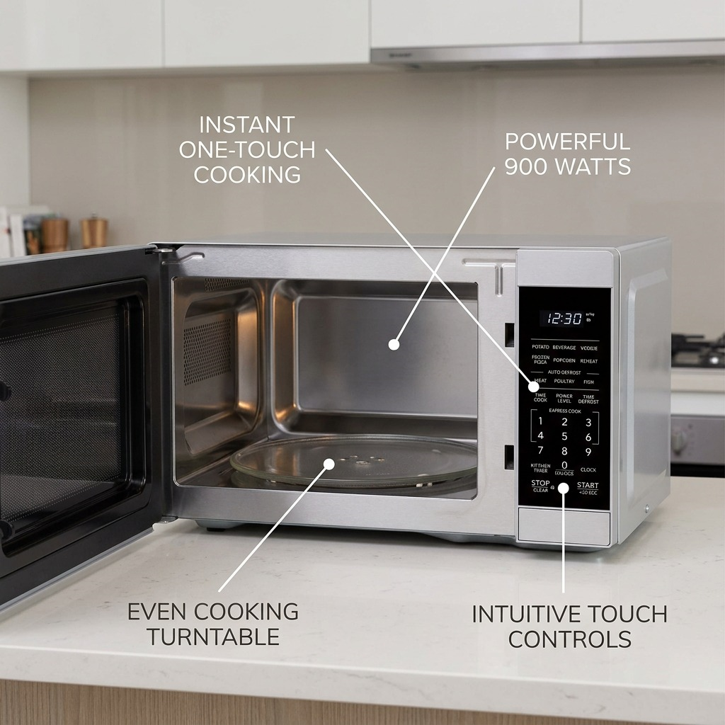 Sharp SMC0962KSC Carousel Countertop Microwave Oven 0.9 cu. ft. 900W Stainless Steel