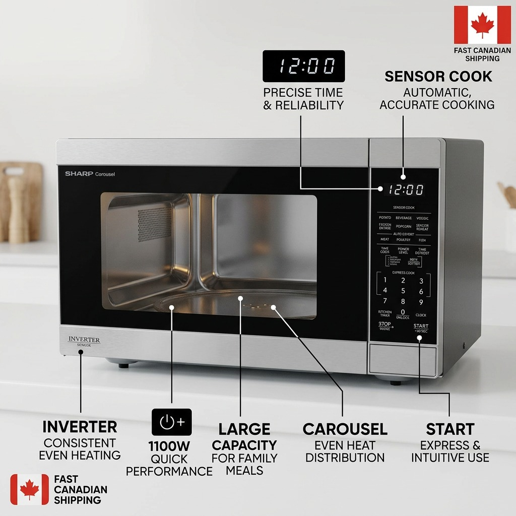 Sharp SMC1664KSC Carousel Countertop Microwave Oven - 1.6 cu. ft. 1100W Stainless Steel