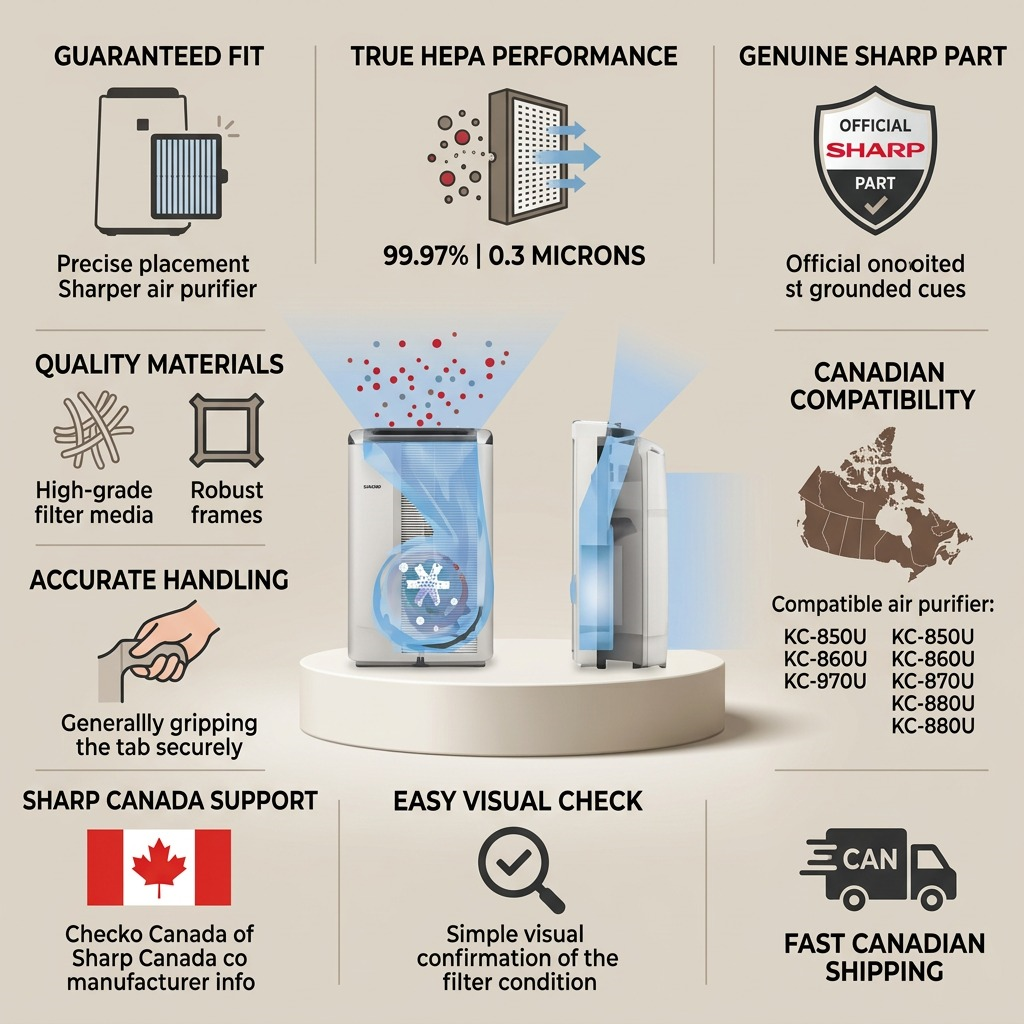Sharp FZC100HFU True HEPA Replacement Air Purifier Filter - 99.97% Efficiency at 0.3 Microns