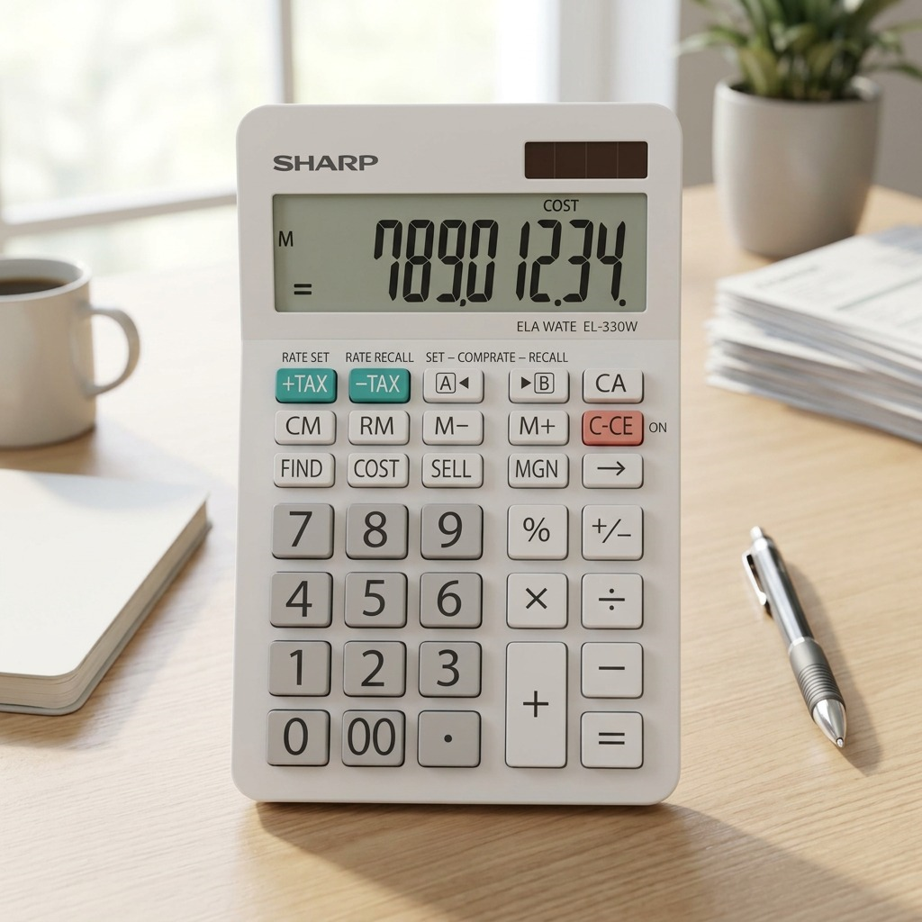 Sharp EL-330W Twin Power XL 10-Digit Desktop Calculator