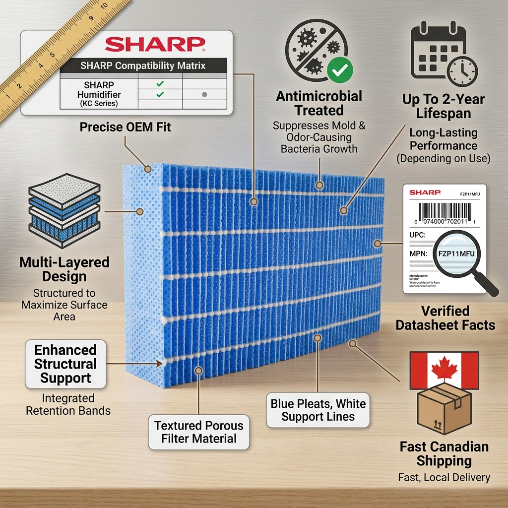 Sharp FZP11MFU Replacement Humidifying Filter - Antimicrobial, 2-Year Lifespan