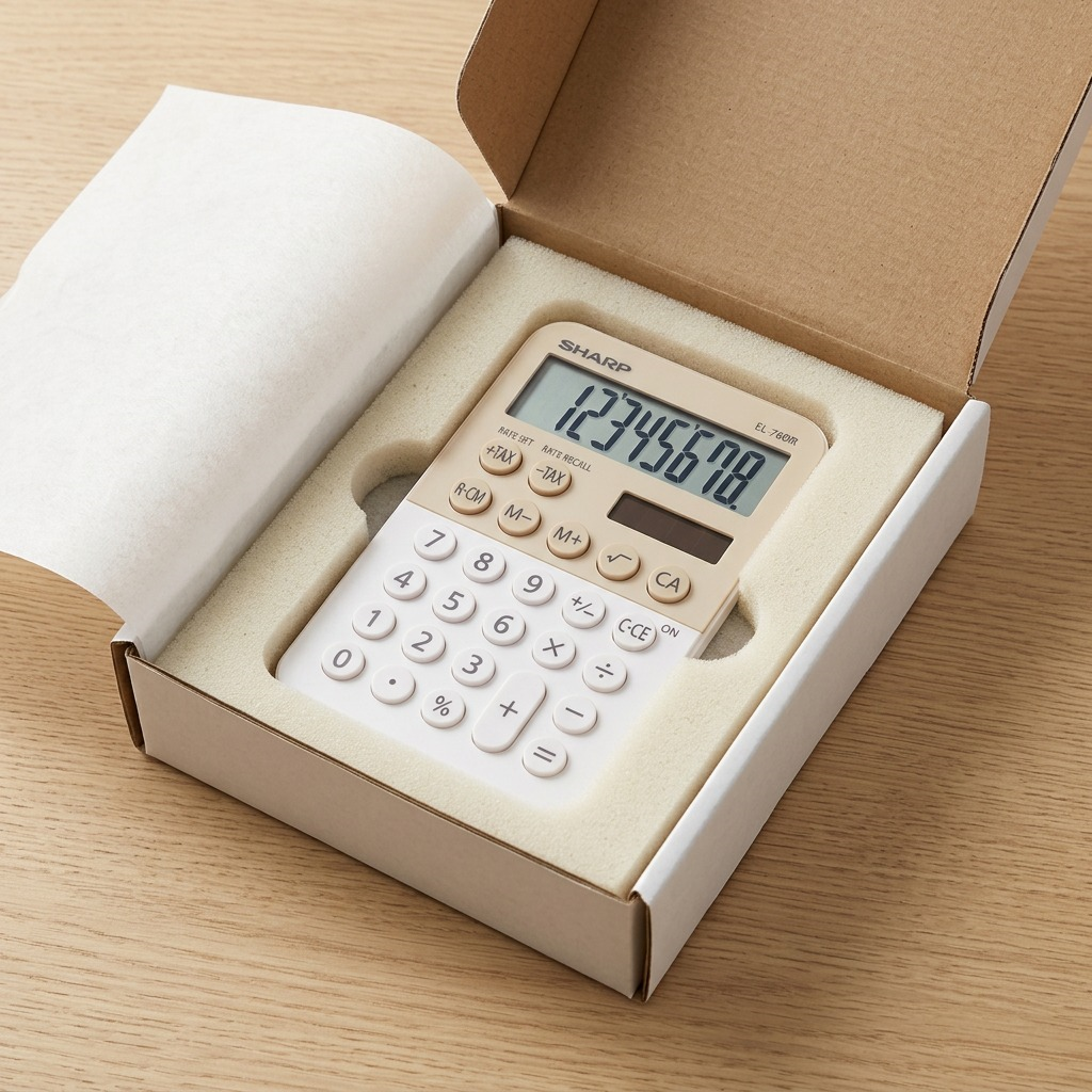 Sharp EL-760RLA Twin Power XL 8-Digit Desktop Calculator - Latte