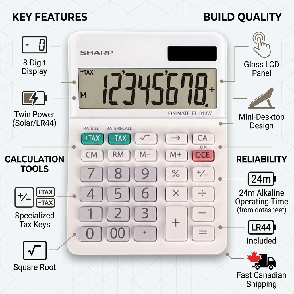 Sharp EL-310W 8-Digit Mini-Desktop Calculator