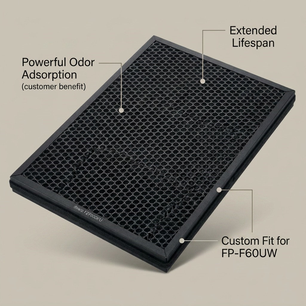 Sharp FZF60DFU Activated Carbon Deodorizing Replacement Filter - Washable Long - Life Design for FP-F60UW
