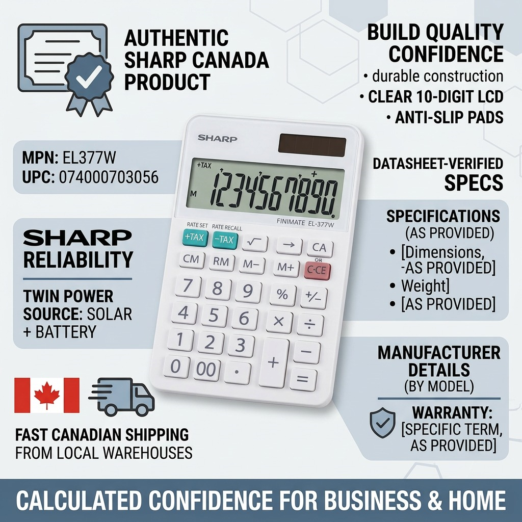 Sharp EL-377W Twin Power 10-Digit Desktop Calculator