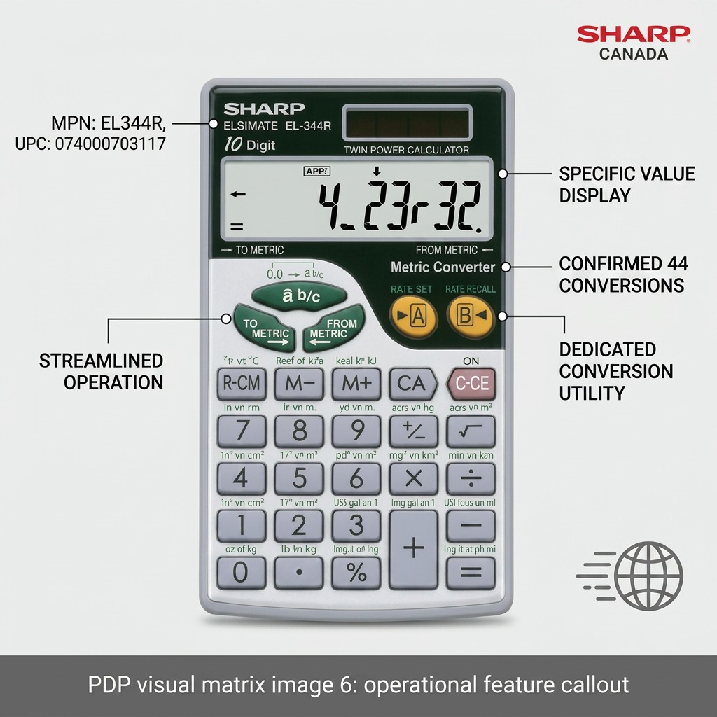 Sharp EL-344R Dual - Power Handheld Calculator - 44 Metric Conversion Functions
