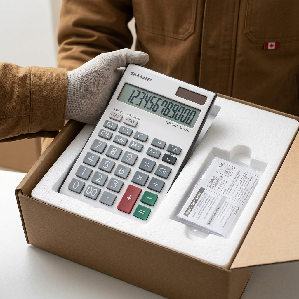 Sharp EL-124TGY Twin Power 12-Digit Desktop Calculator - Grey