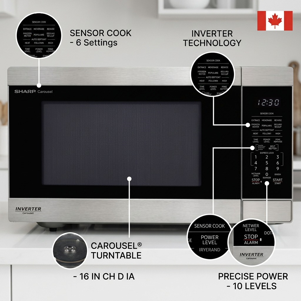 Sharp SMC2264KSC Carousel XL Countertop Microwave Oven - 2.2 cu. ft. 1200W