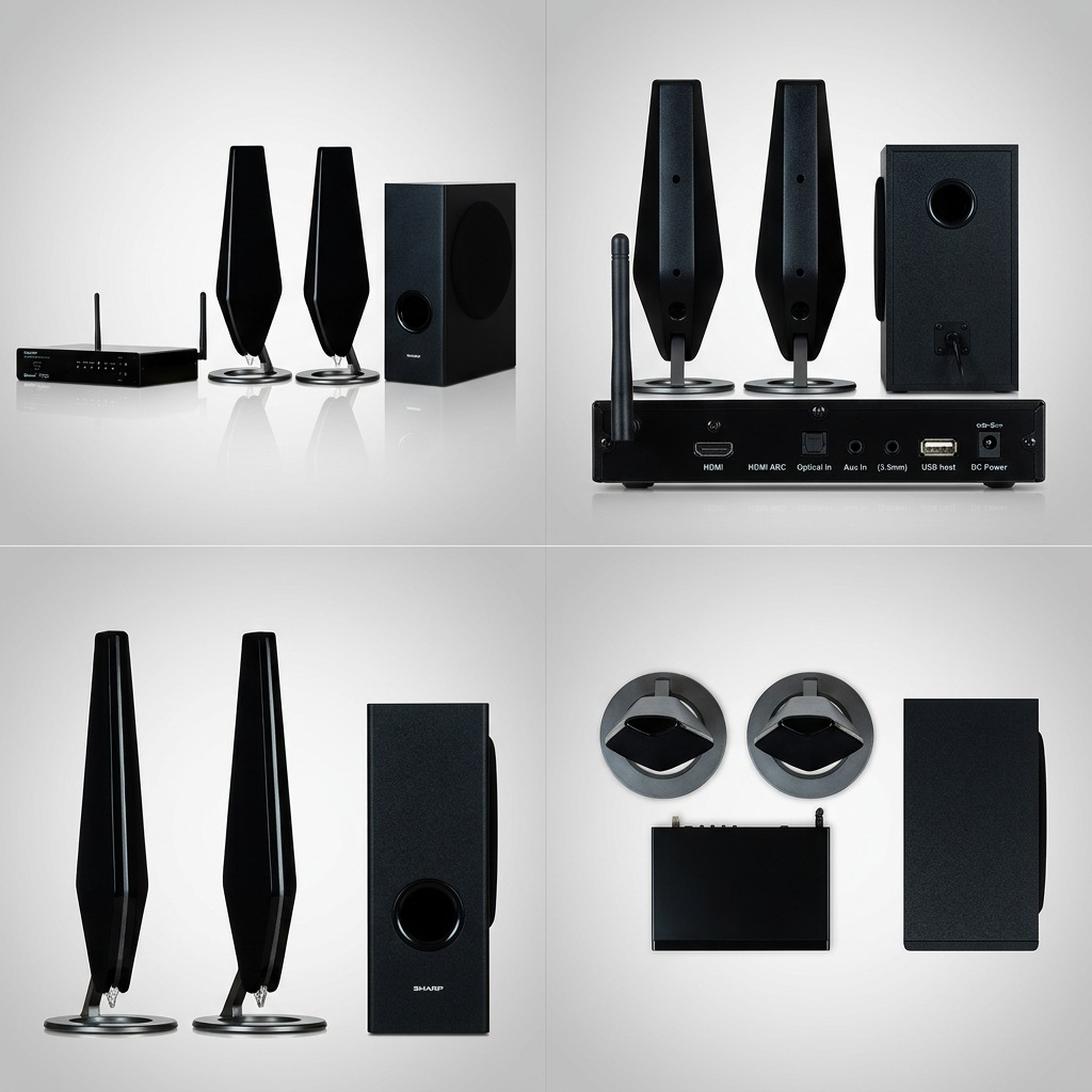 Sharp HT-SPW135 2.1 Channel Home Cinema Soundbar with Wireless Subwoofer and Ambient Lighting (150W Rms)