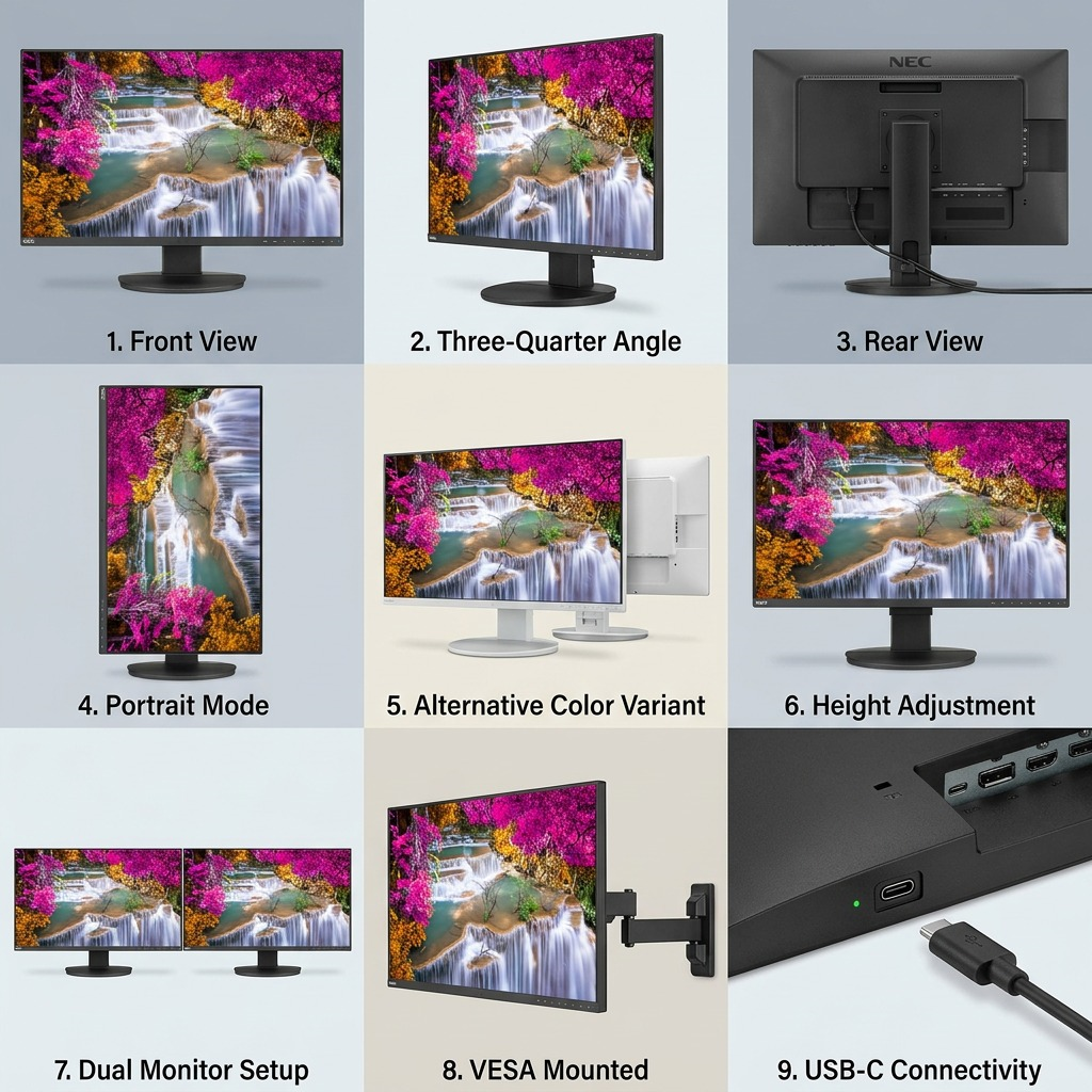 Sharp/NEC EA271U-BK 27" 4K UHD Business - Class Widescreen Desktop Monitor w/ Ultra - Narrow Bezel and USB-C Charging