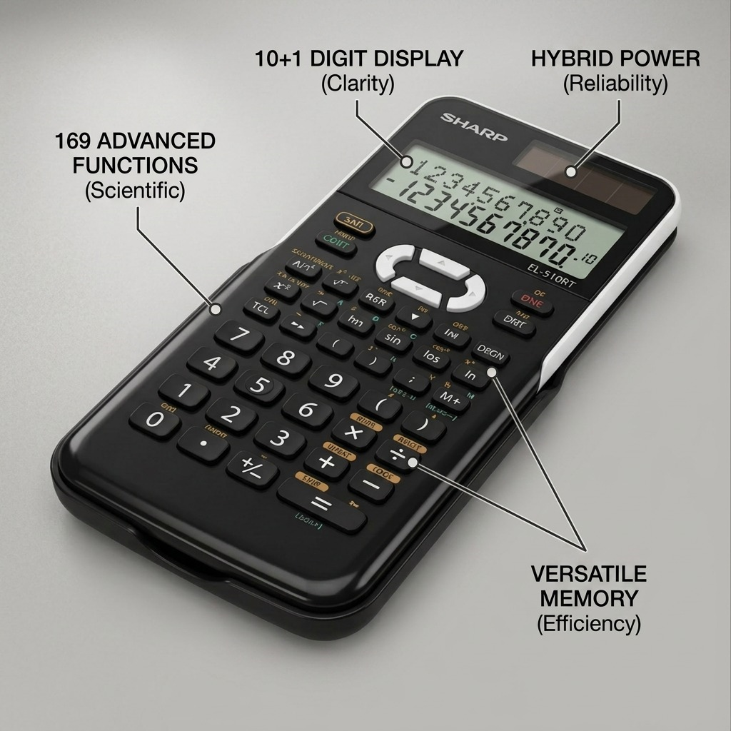 Sharp EL-510RT 169-Function 10+1 Display Scientific Calculator - Black