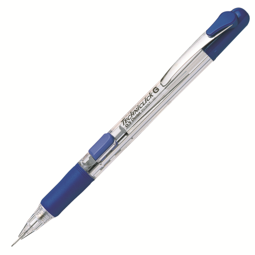 Twist-Erase Click Mechanical Pencil (0.7mm) Clear Barrel, Blue Grip