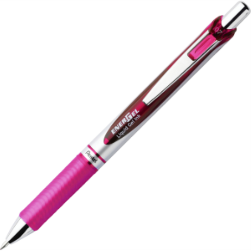EnerGel Retractable Gel Roller, (0.7mm) Metal Tip, Pink Ink