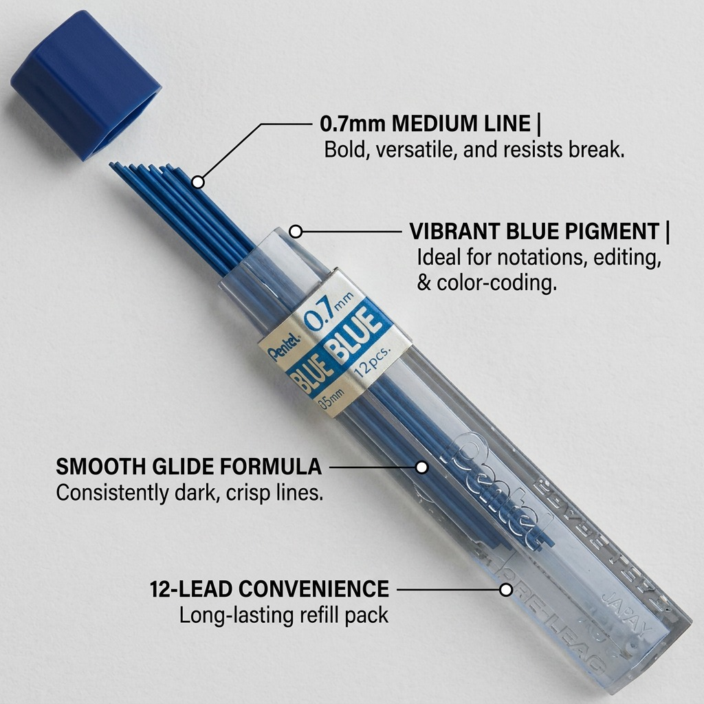 Refill Lead Blue (0.7mm) Medium, 12 Leads per Tube
