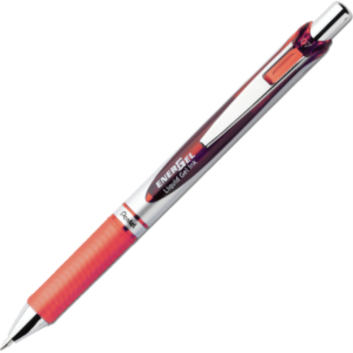 EnerGel Retractable Gel Roller, (0.7mm) Metal Tip, Orange Ink
