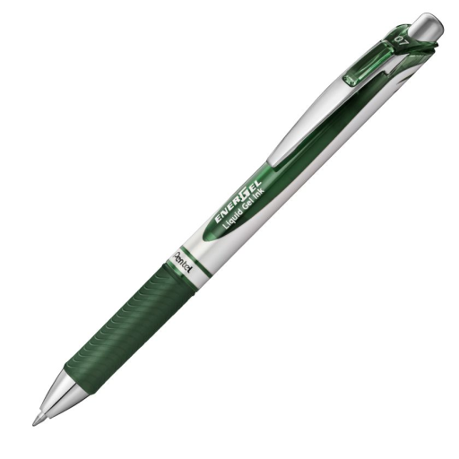 EnerGel Retractable Gel Roller, (0.7mm) Metal Tip, Forest Green Ink