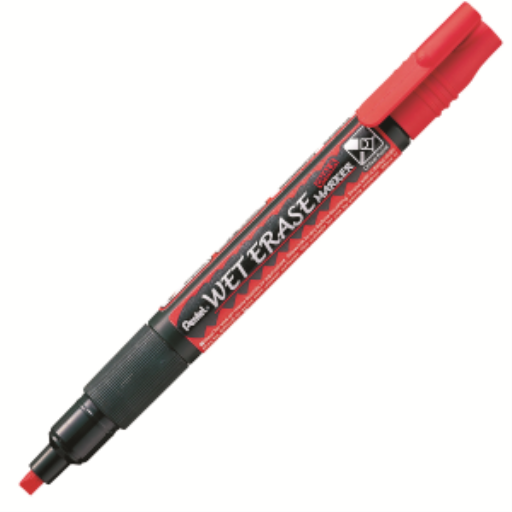 Pentel Arts Wet Erase Chalk Marker, Small Chisel Tip, Red Ink