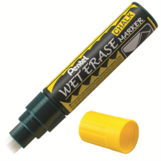 Pentel Arts Wet Erase Chalk Marker, Jumbo Chisel Tip, Yellow Ink