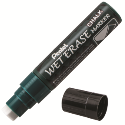 Pentel Arts Wet Erase Chalk Marker, Jumbo Chisel Tip, Black Ink