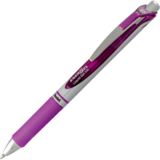 EnerGel Retractable Gel Roller, (0.7mm) Metal Tip, Violet Ink