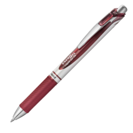 EnerGel Retractable Gel Roller, (0.7mm) Metal Tip, Burgundy Ink