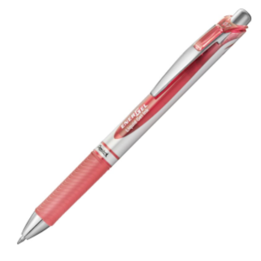 EnerGel Retractable Gel Roller, (0.7mm) Metal Tip, Coral Pink Ink