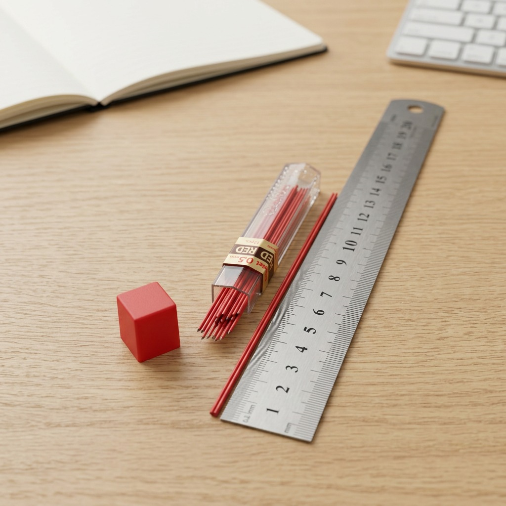 Refill Lead Red (0.5mm) Fine, 12 Leads per Tube
