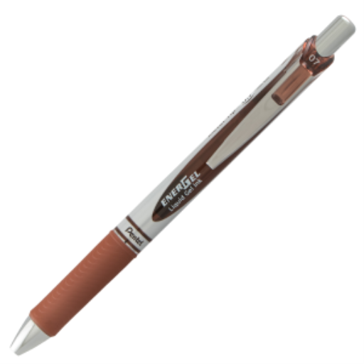 EnerGel Retractable Gel Roller, (0.7mm) Metal Tip, Brown Ink