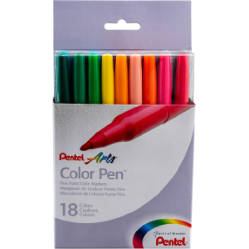 Pentel Arts Colour Pen (2.0mm) 18-Colour Set