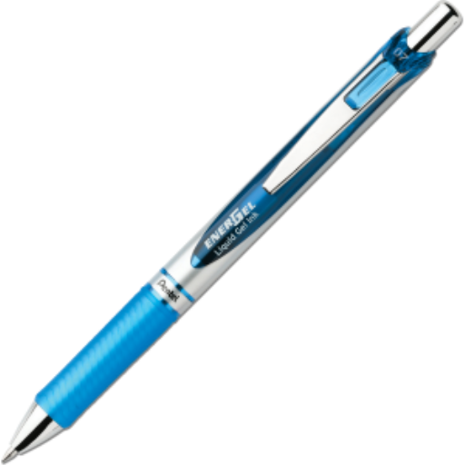 EnerGel Retractable Gel Roller, (0.7mm) Metal Tip, Sky Blue Ink
