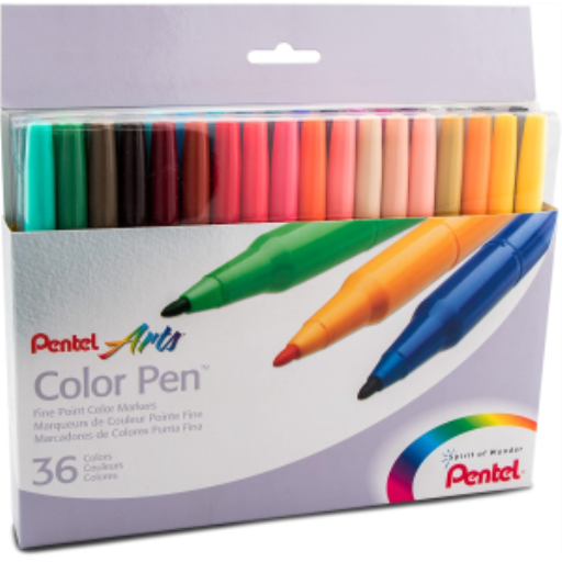 Pentel Arts Colour Pen (2.0mm) 36-Colour Set