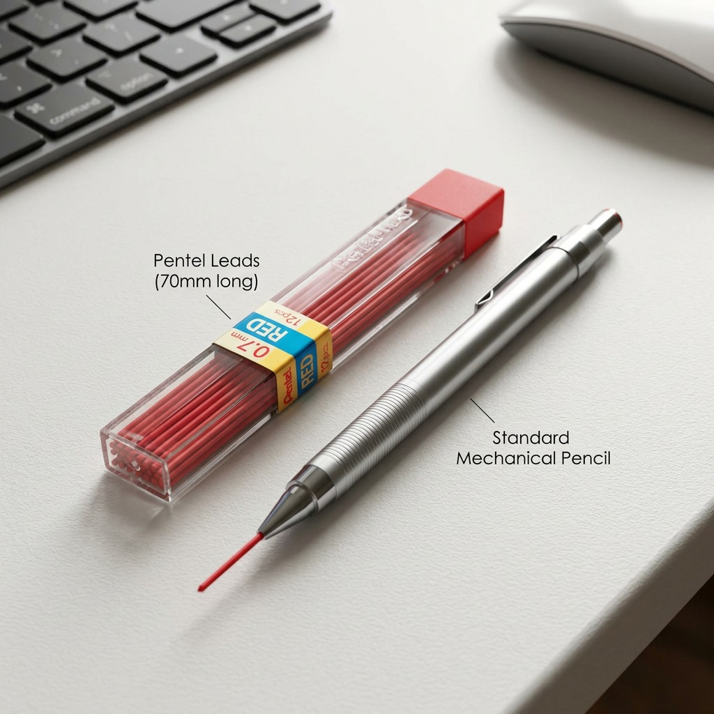 Refill Lead Red (0.7mm) Medium, 12 Leads per Tube
