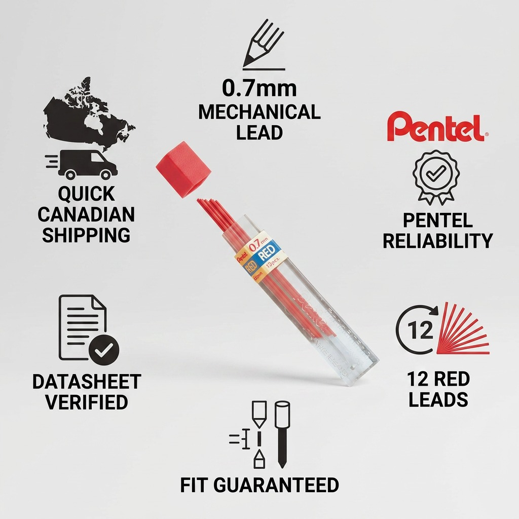 Refill Lead Red (0.7mm) Medium, 12 Leads per Tube