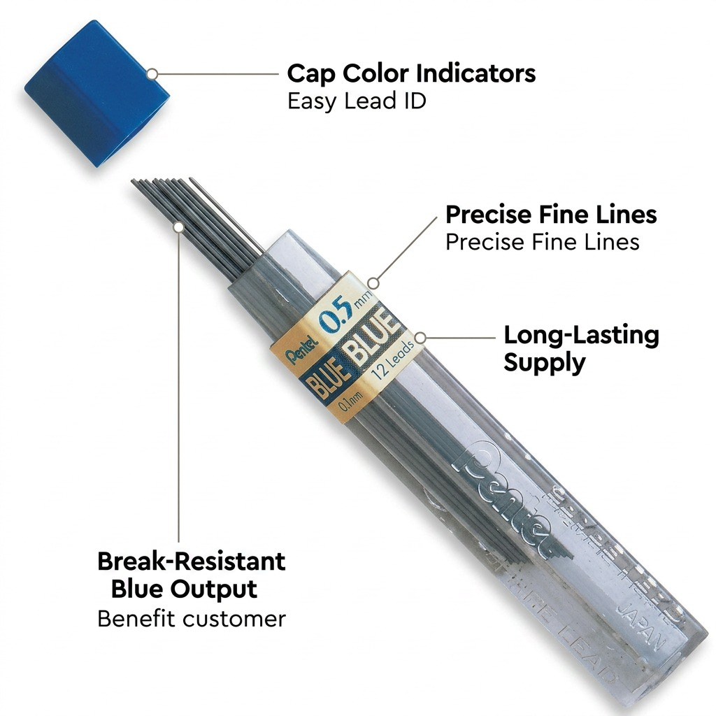 Refill Lead Blue (0.5mm) Fine, 12 Leads per Tube