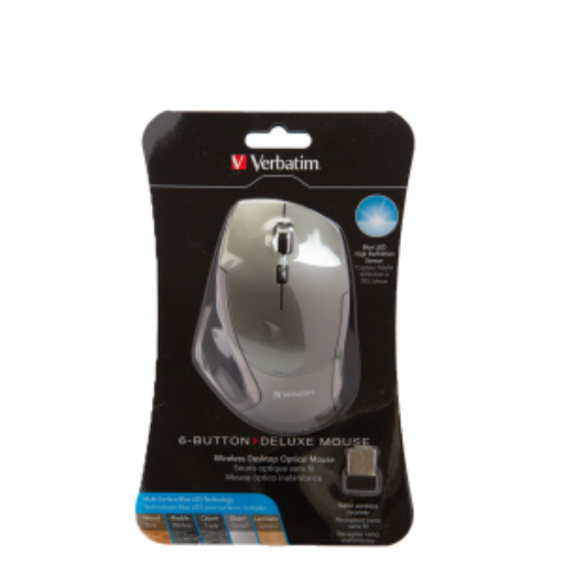 Verbatim Wireless Notebook 6-Button Deluxe Blue LED Mouse – Graphite