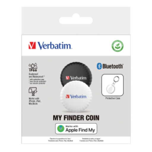 Localisateur Bluetooth Verbatim My Finder Coin – paquet de 2, noir/blanc (32134)