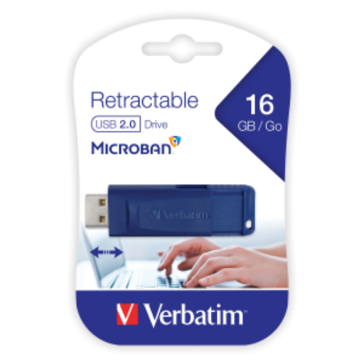 Verbatim 16GB Retractable USB Flash Drive – Blue (97275)