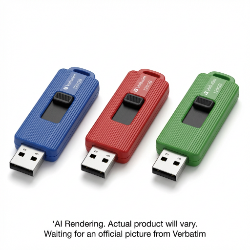 Verbatim 128GB PinStripe USB 3.2 Gen 1 Flash Drive – 3 Pack, Red, Green, Blue (70390)