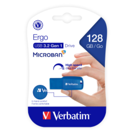 Verbatim 128GB Ergo USB Flash Drive – Blue (70880)