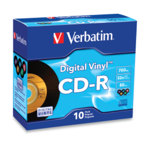Verbatim CD-R 700MB 80min 52X Digital Vinyl Surface – 10 Pack Slim Case (94439)