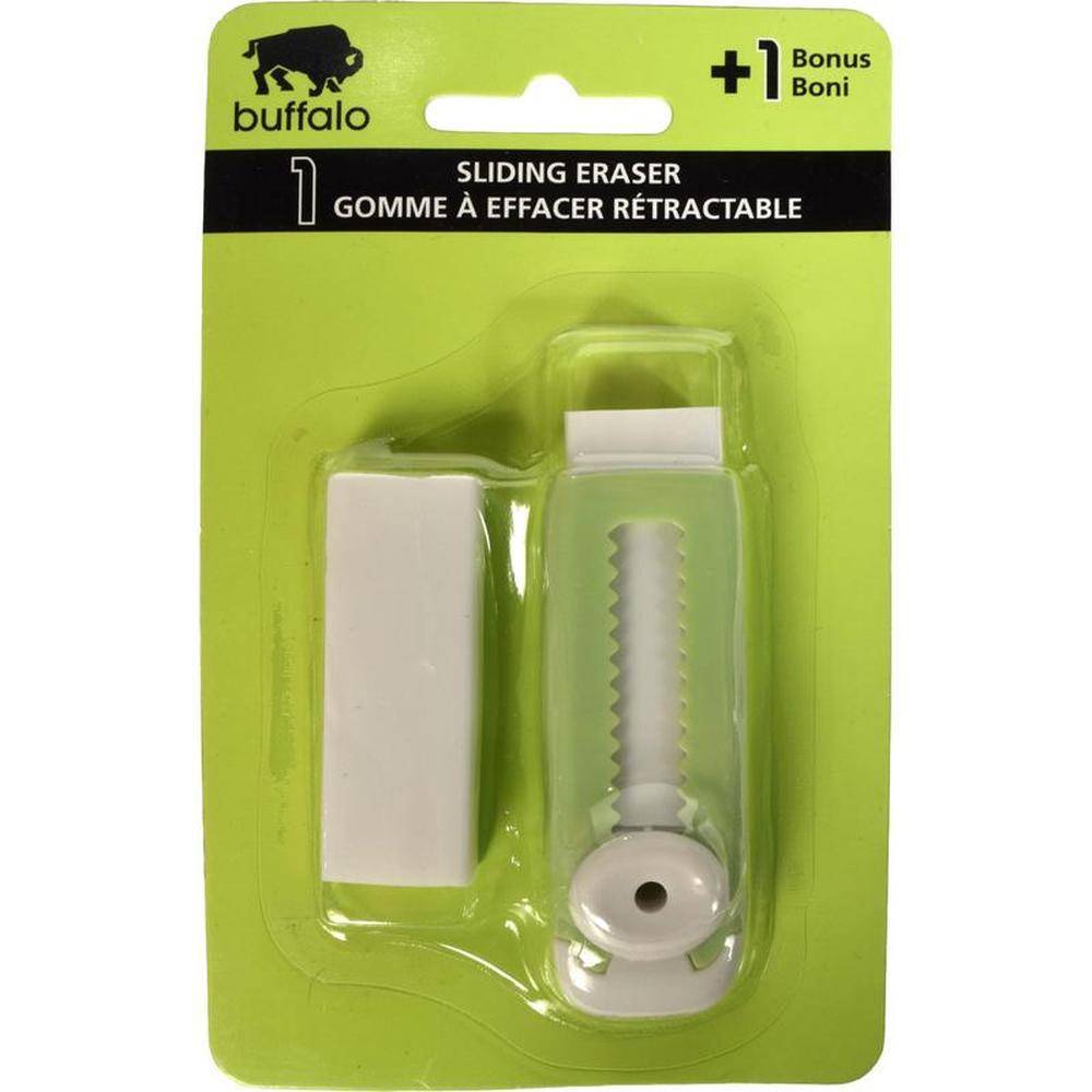 Buffalo Sliding Eraser Set - Assorted Colors + Bonus Eraser