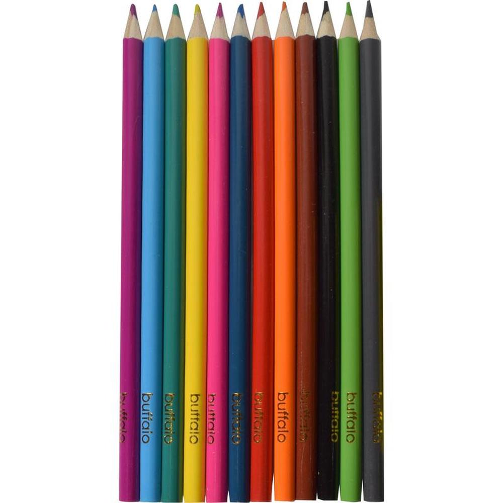 Buffalo Pre-Sharpened Colored Pencils - Pack of 12 Colors