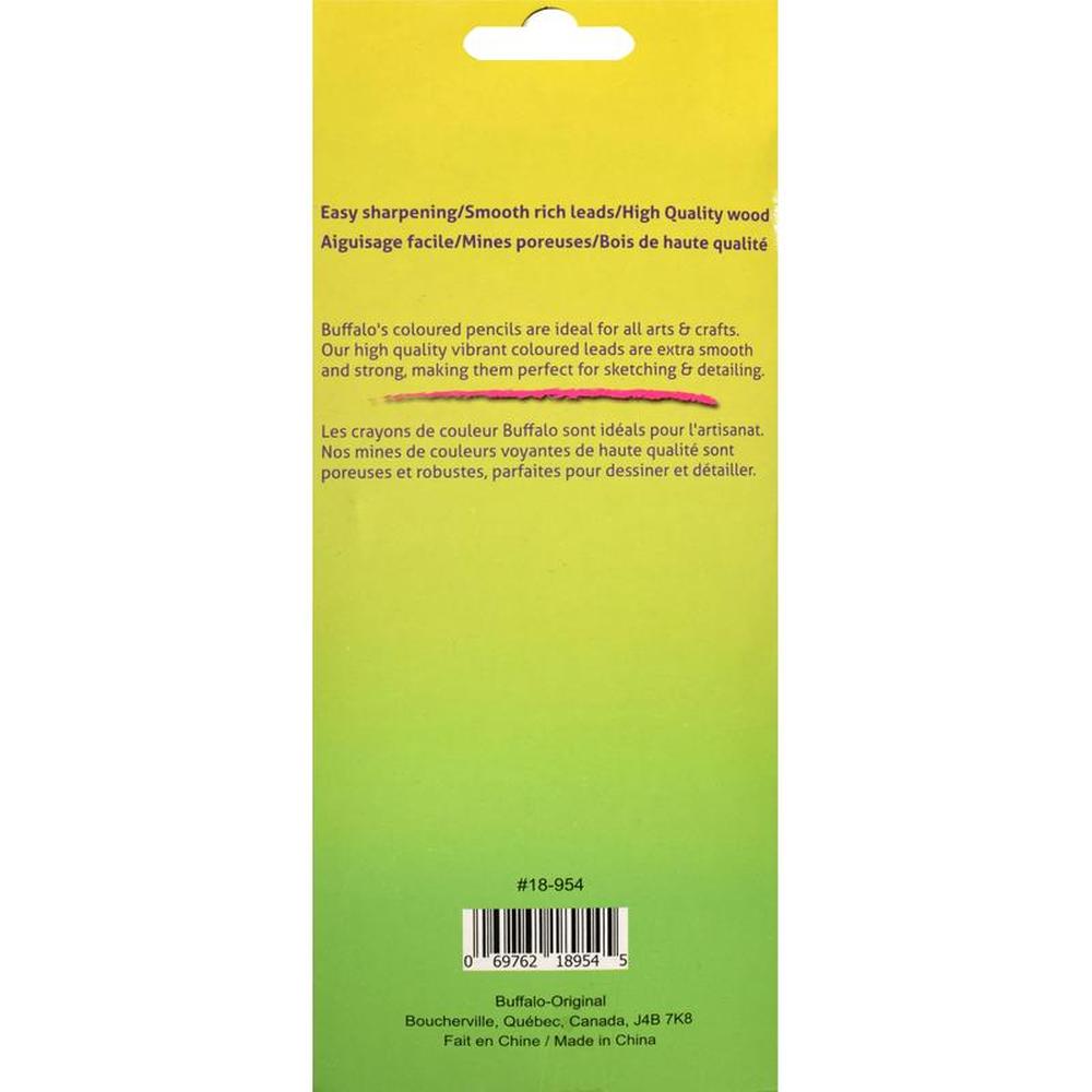 Buffalo Pre-Sharpened Colored Pencils - Pack of 12 Colors