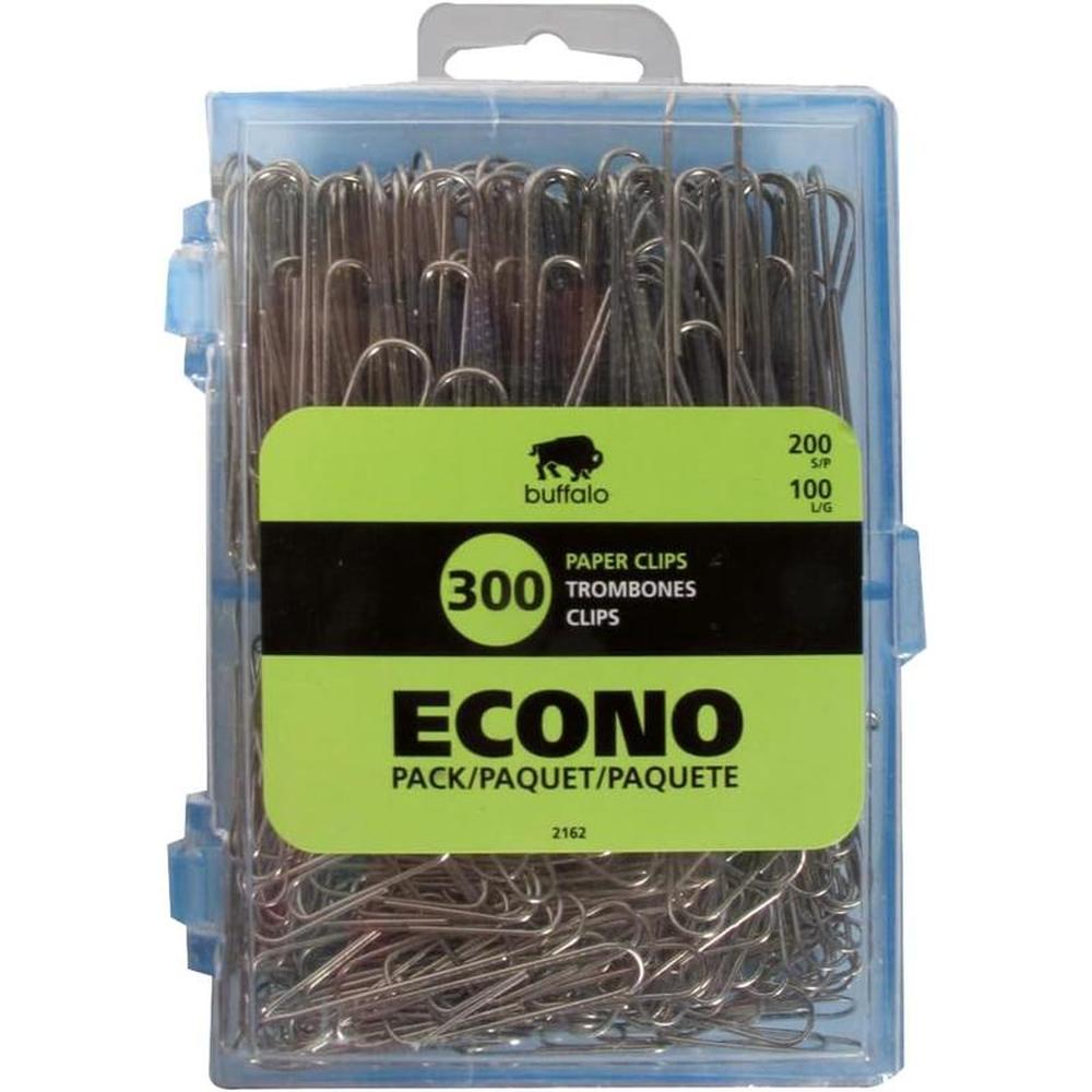 Buffalo Assorted Metal Paper Clips - Economy Pack of 300